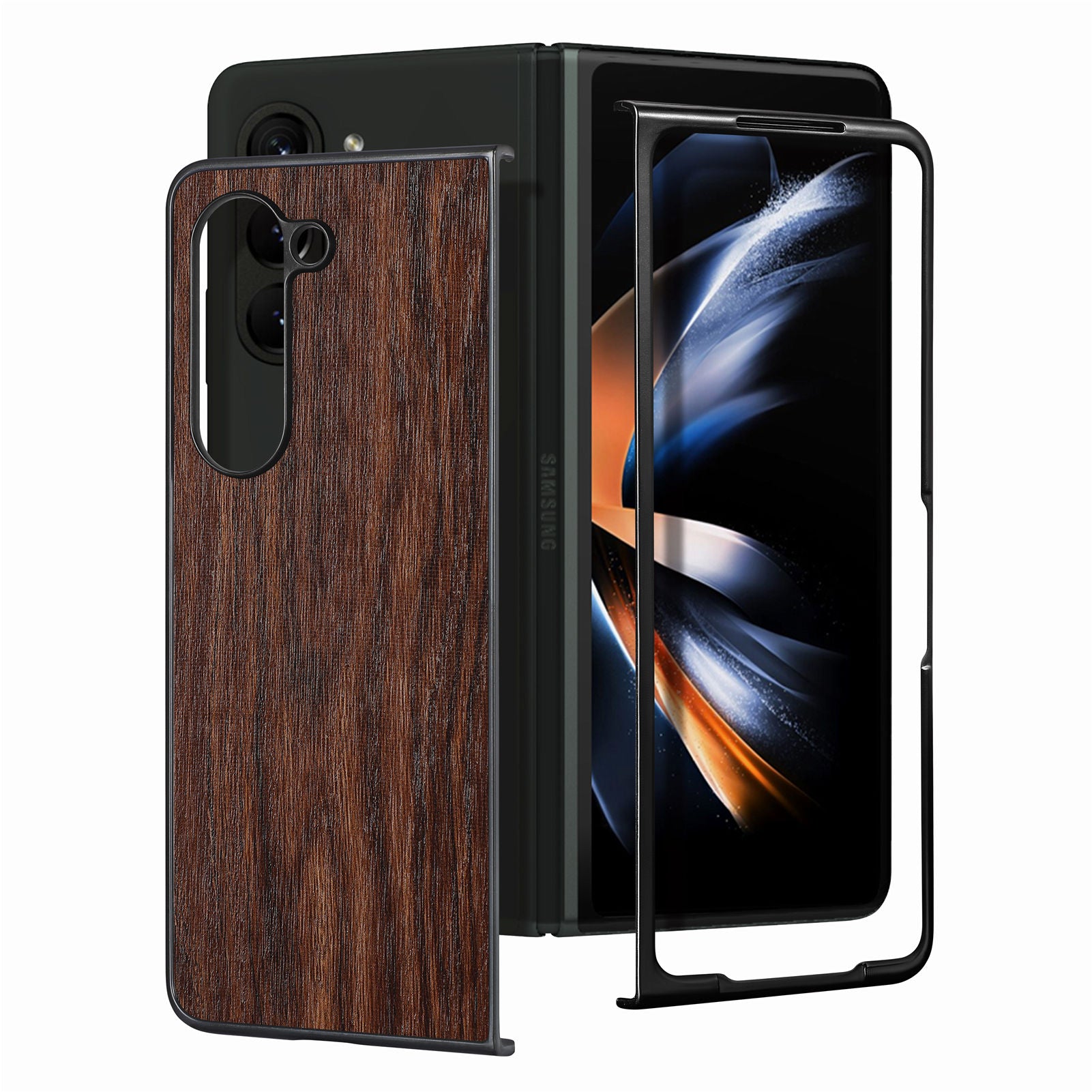 Wood Texture Phone Case for Samsung Galaxy Z Fold5 5G PU Leather Coated PC Shockproof Hard Cover Wood Texture Phone Case for Samsung Galaxy Z Fold5 5G PU Leather Coated PC Shockproof Hard Cover